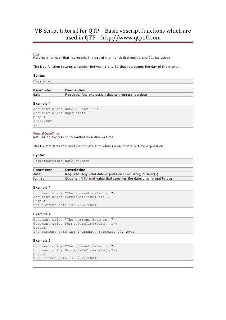 Vbscript For Qtp Tutorial Pdf